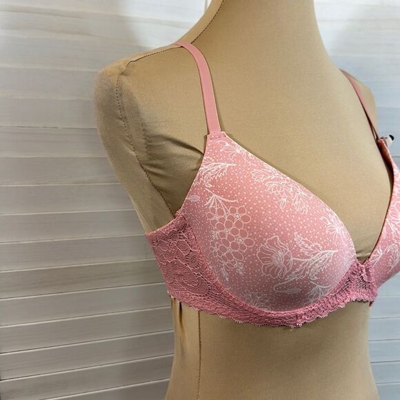 Lucky Brand Bra 34C Underwire Pink Light Lift Demi Floral Pink NWT - Picture 5 of 14